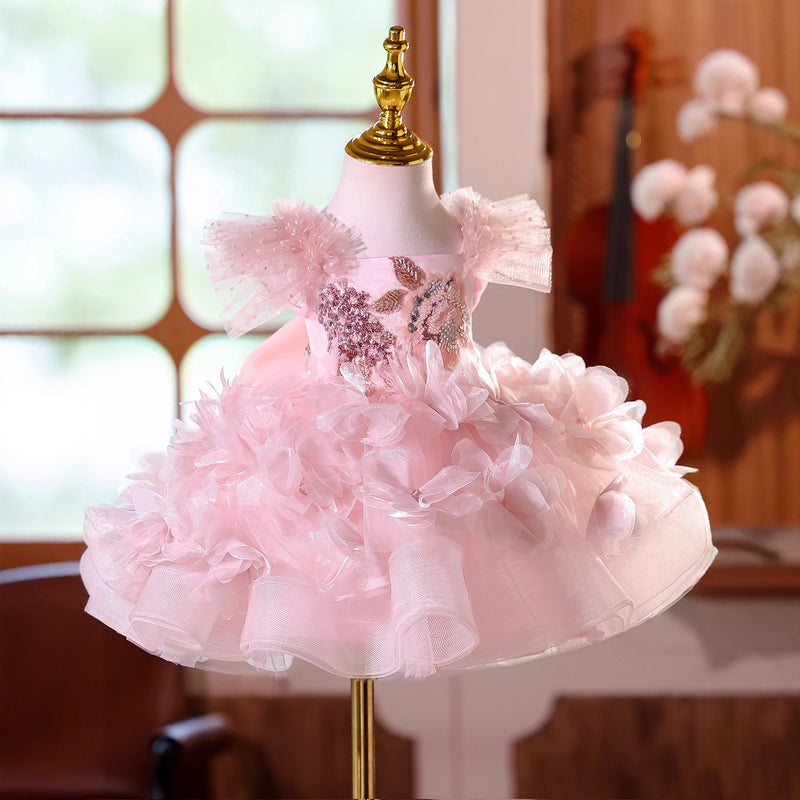 Girls Pink Ball Gown Children's Birthday Princess Dress Flower Girl Dress