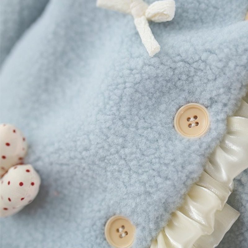 Girls Warm Winter Lace Bow Coat