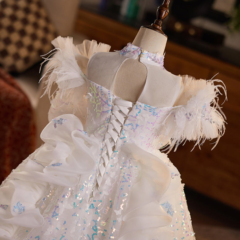 Girls Birthday Sparkling Princess Dress Flower Girl Wedding Dress