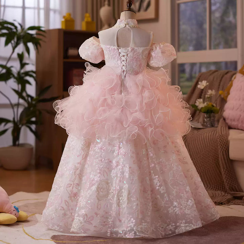 Girls' Birthday Dress Girl's Prom Princess Dress Flower Girl Pink Wedding Dress