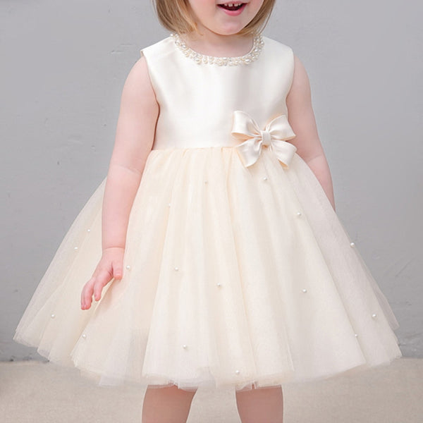 Elegant Baby Girls Champagne First Birthday Party Dress Toddler Formal Tutu Dress