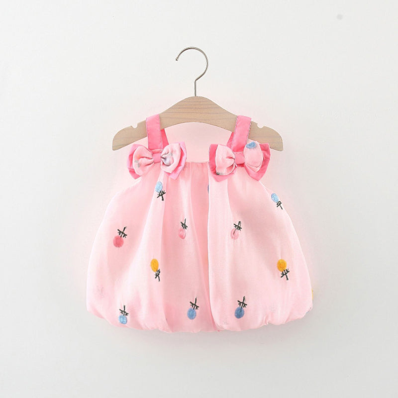 Baby Girl Cute Flower Sling Bow Dress