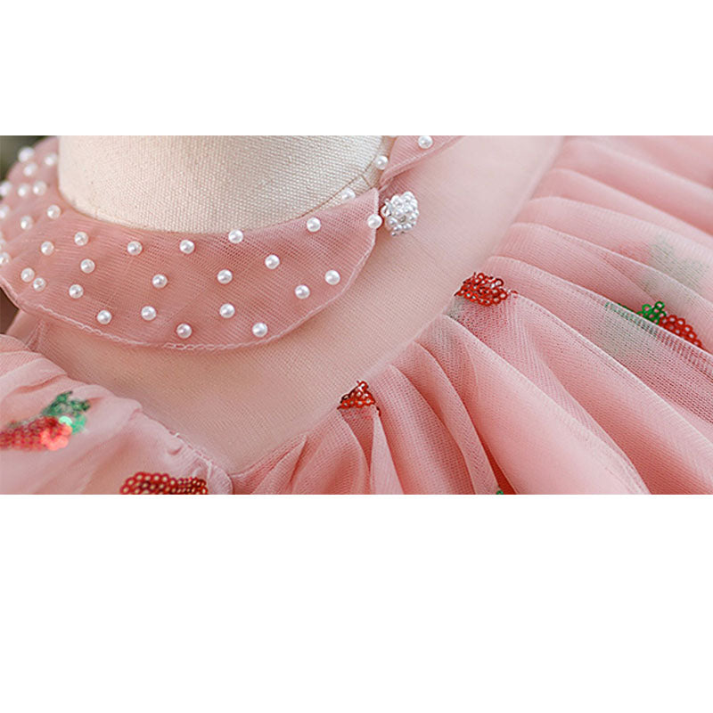Baby Girl Summer Sequined Strawberry Princess Dress Baby Girl Summer Sequined Strawberry Princess Dress