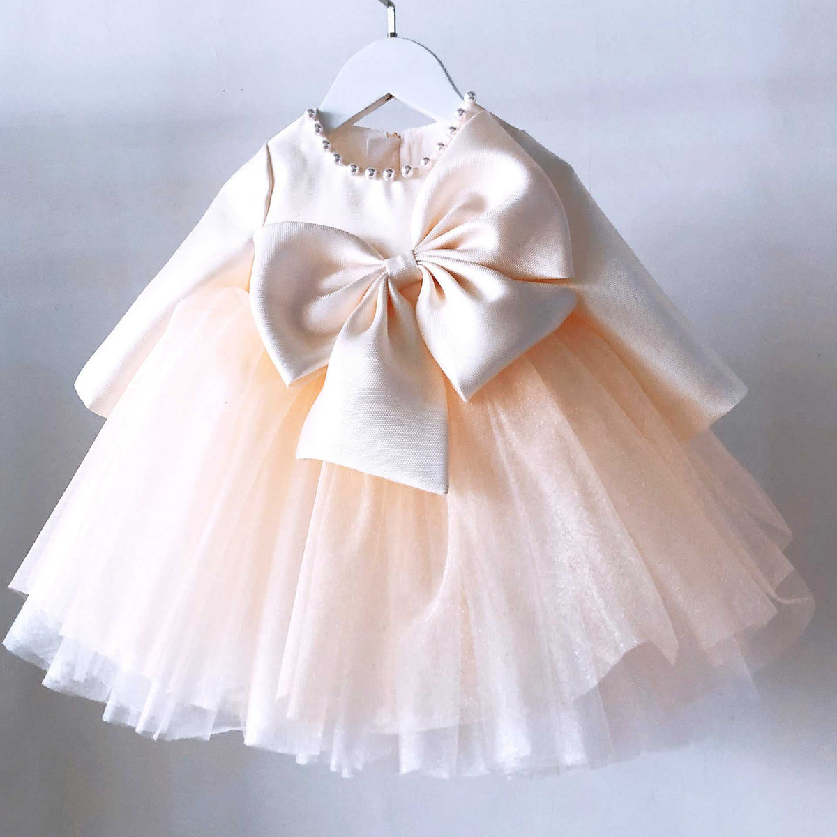 strapless open back dress The Annalisa Girls Lace Short Christening Party Dress
