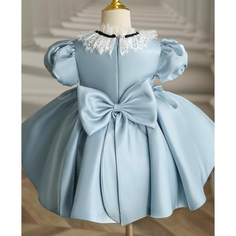 Baby Girl Blue Dress Children's Birthday Princess Dress Flower Girl Puffy Dress