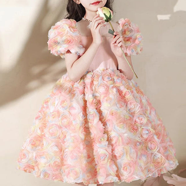 Elegant Baby Pink Flower Girl Dresses Toddler Pageant Princess Dresses