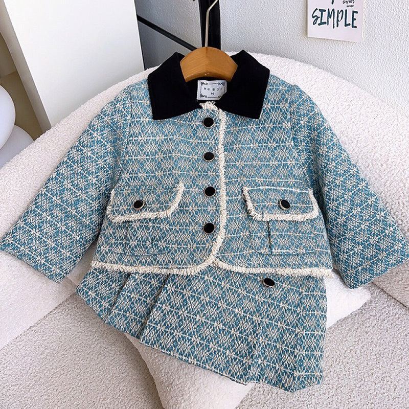 Cute Baby Girl New Year Light Blue Two-piece Set