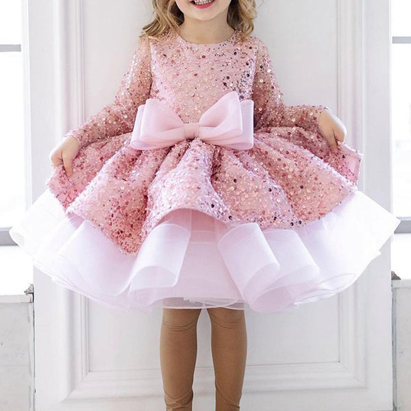 Cute Baby Girl Sequins Beauty Pageant Dress Toddler Birthday Party Ball Gown