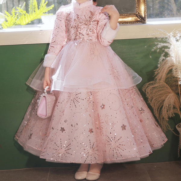 Girls Birthday Pink Princess Dress Flower Girl Dress