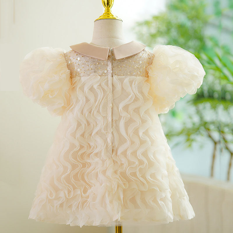 Baby Girl Wedding Party Puff Sleeve Doll Collar Communion Princess Dress