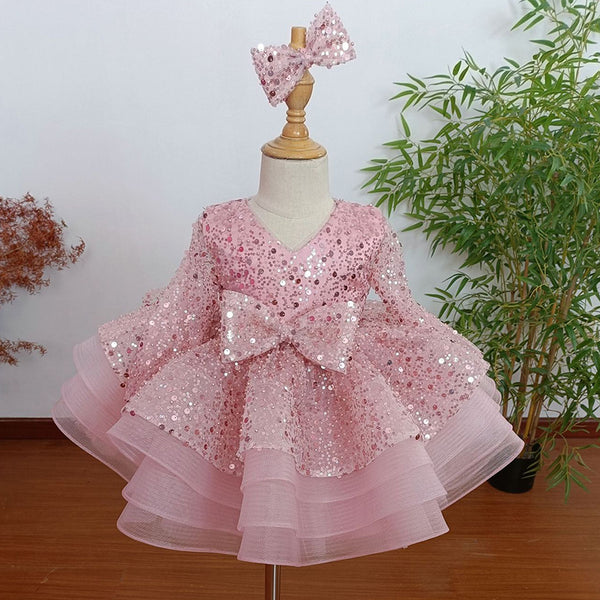 Cute  Baby Girl  Sequins Beauty Pageant Dress Toddler Birthday Party Princess Dress