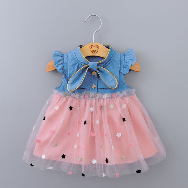 Baby Girl Denim Butterfly Sleeve Dress