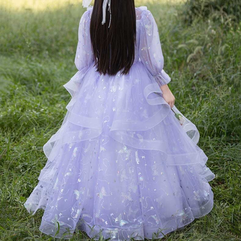 Girls' Ball Dress Children's Purple Birthday Dress Flower Girl Dress