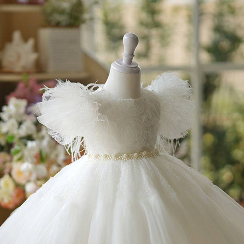 Elegant Baby White Tassel Mesh Princess Dress Toddler Flower Girl Dress Elegant Baby White Tassel Mesh Princess Dress Toddler Flower Girl Dress