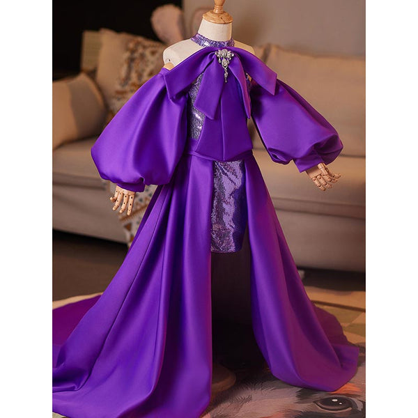 Purple Girls Prom Dress Children Birthday Princess Dress
