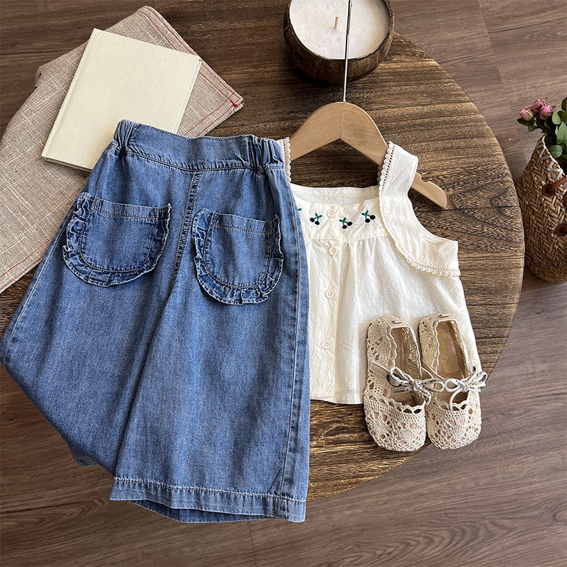 Baby Girl Summer Wide Leg Pants Children's Vest Pants Two Piece Set