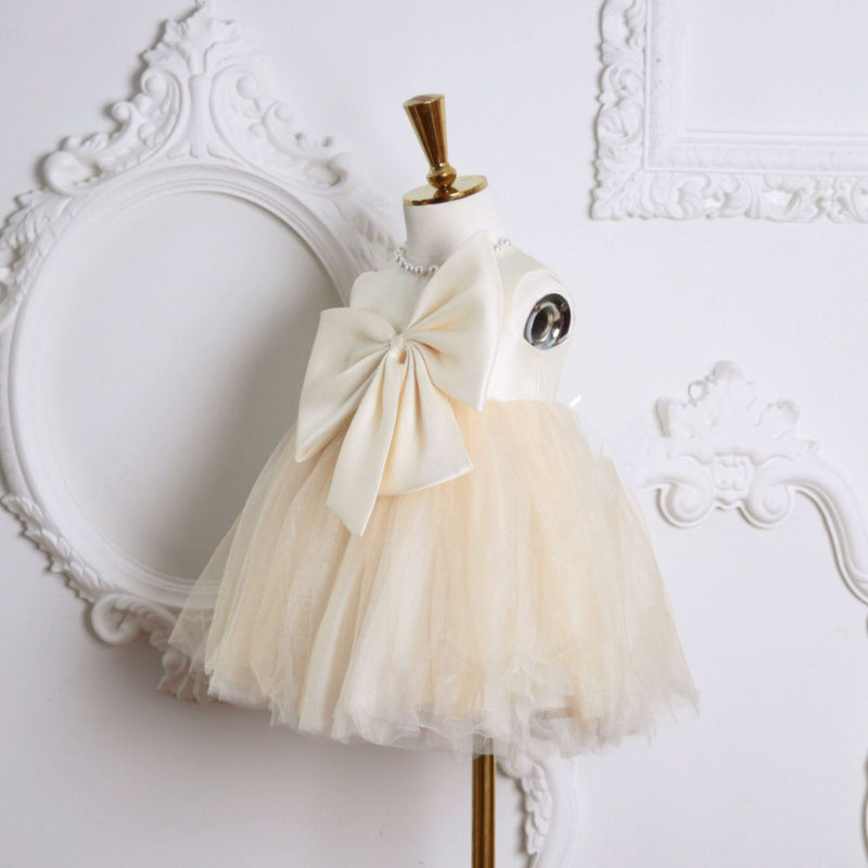 Cute Girls  Big Bow Puffy Dress Toddler First Communion Princess Dress