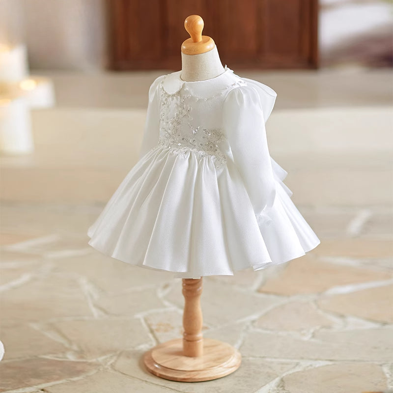 Girls White Party Princess Dress Flower Girl Wedding Puffy Dress