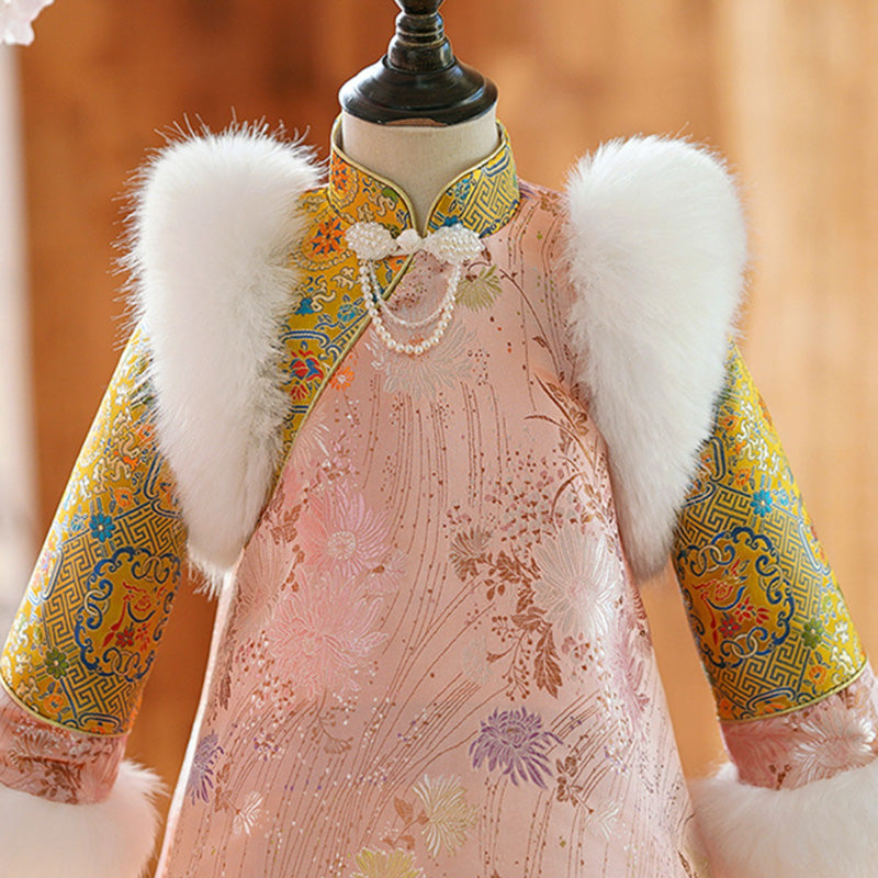 Girls Winter Embroidery  Winter Puffy Dress Toddler Birthday Christmas Princess Dress