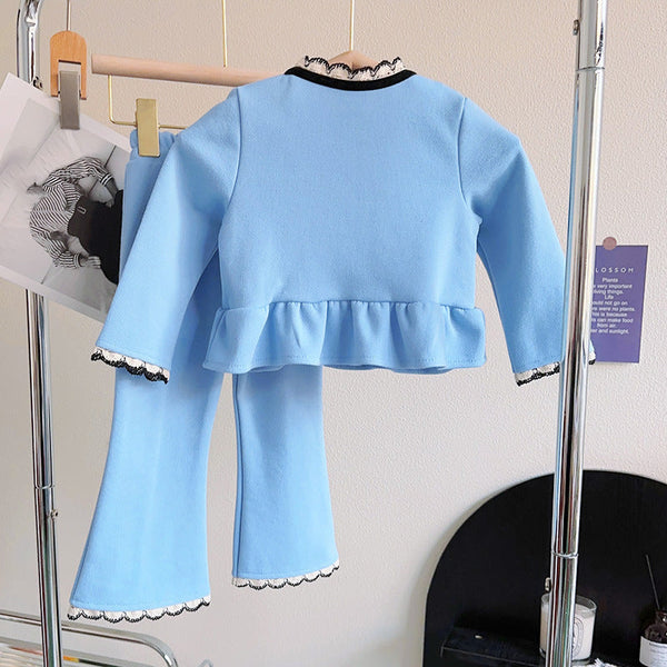 Autumn Soft Girls Suit French Doll Collar Top Casual Pants Two-piece Set