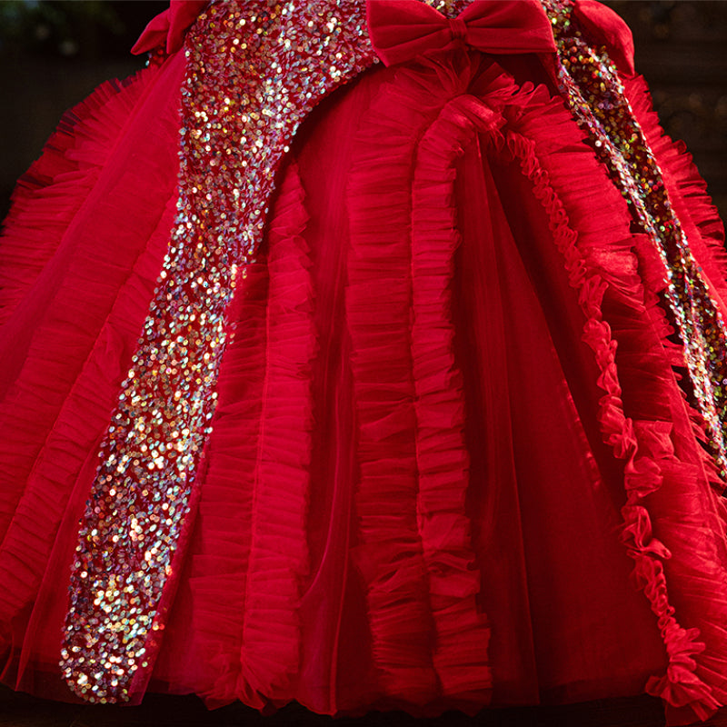 Red Girls Prom Dress Girls Birthday Party Princess Dress