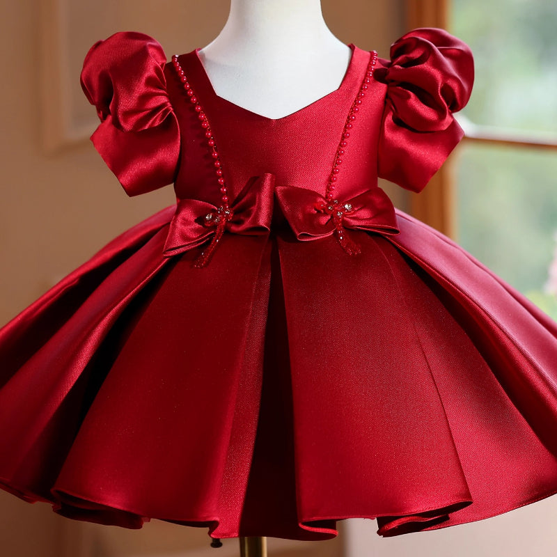 Girls Red Birthday Dress Children's Party Princess Dress Girls Communion Dress