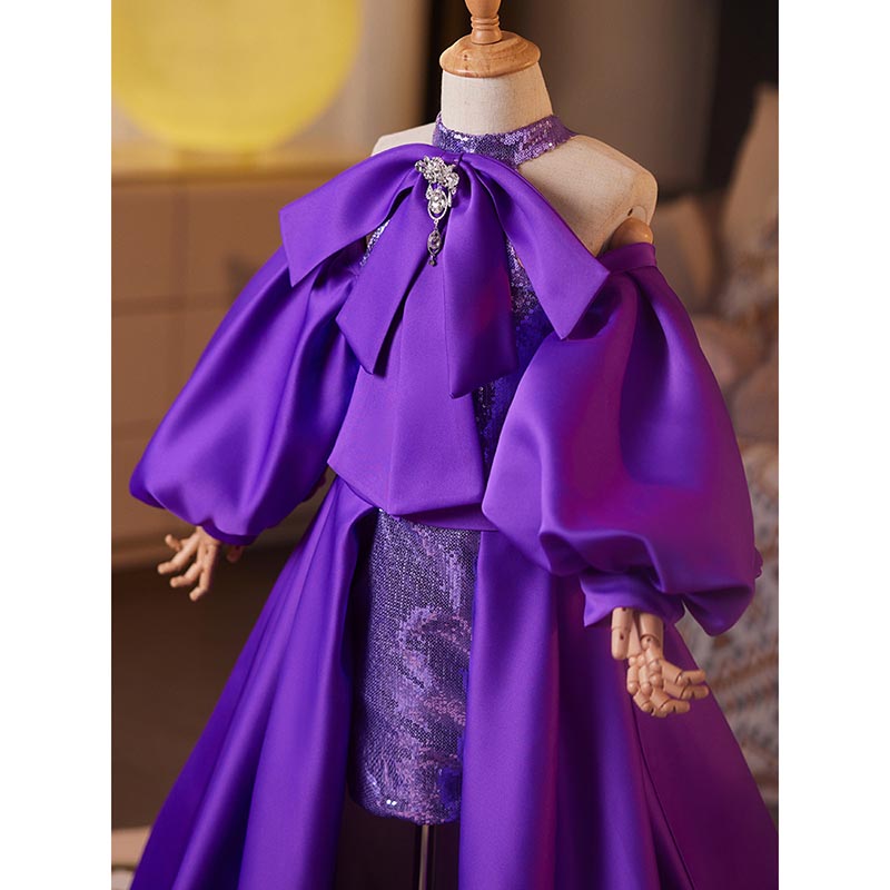 Purple Girls Prom Dress Children Birthday Princess Dress