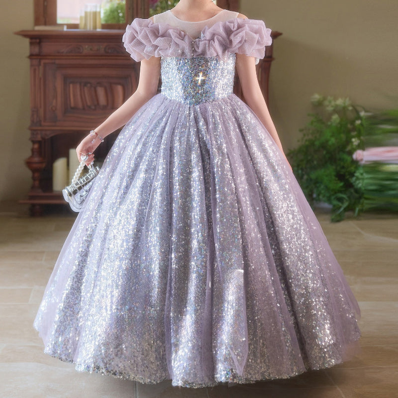 Girls Elegant Ball Gown Girl Birthday Princess Dress Children's Party Dress