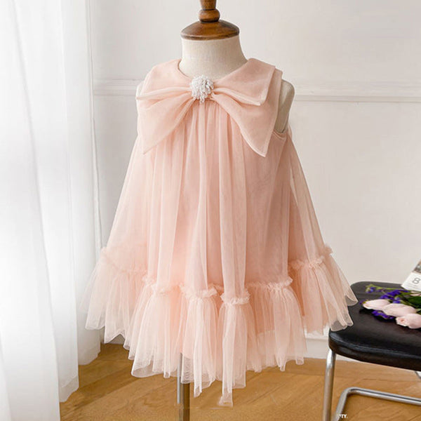 Elegant Baby Girls Pink Sleeveless Toddler Prom Dress Toddler New Year Princess Dress