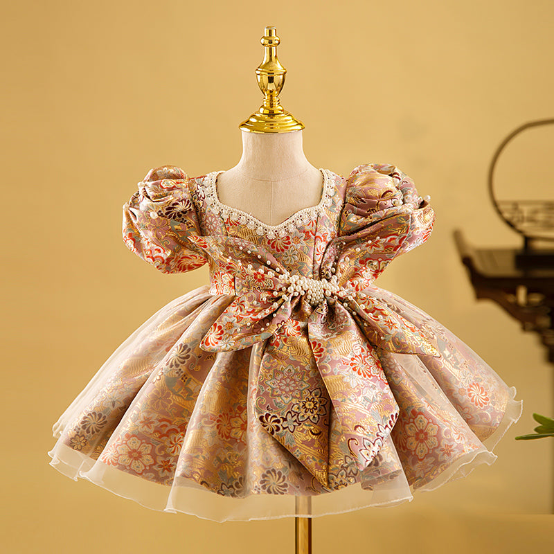Baby Girl First Birthday Dress Sequins Toddler Embroidery Birthday Princess Dress, Grey blue / 3-4 Years (110cm) Baby Girl First Birthday Dress Sequins Toddler Embroidery Birthday Princess Dress, Grey blue / 3-4 Years (110cm)