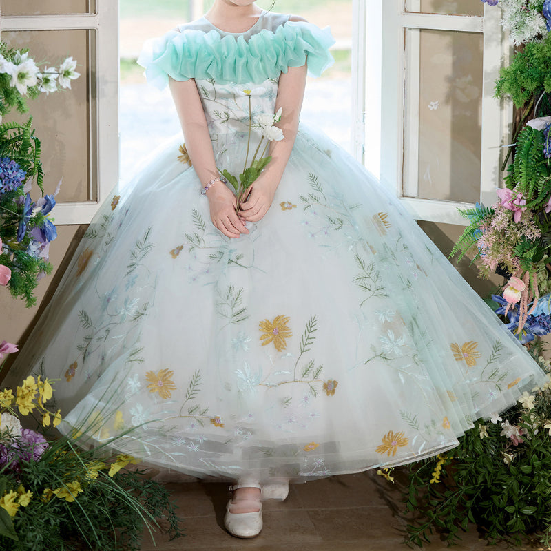Girls Elegant Pageant Dress Girls Birthday Princess Dress