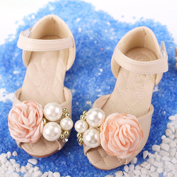Summer Girl's Pearl Flowers Beach Slippers