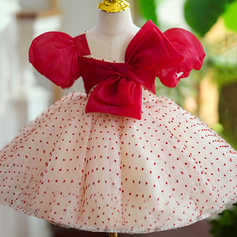 Toddler Prom Dress Girl Puffy Dress Chest Bow Pageant Princess Dress