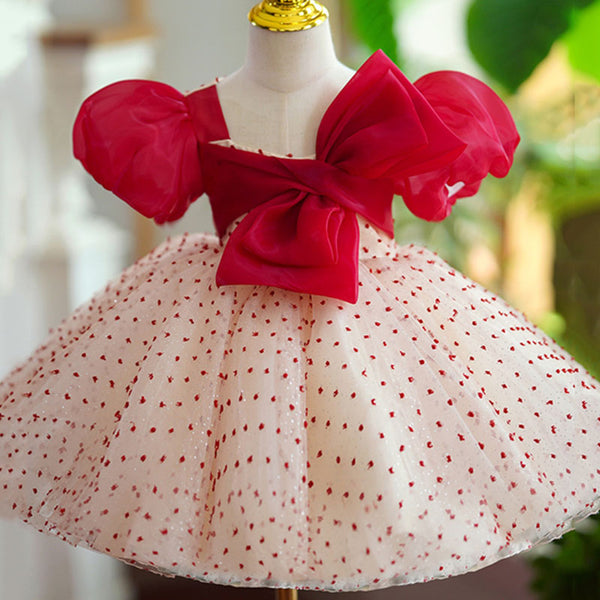 GirlyVibes Dress Beige Floral Dress Princess Puff Dress main image 1
