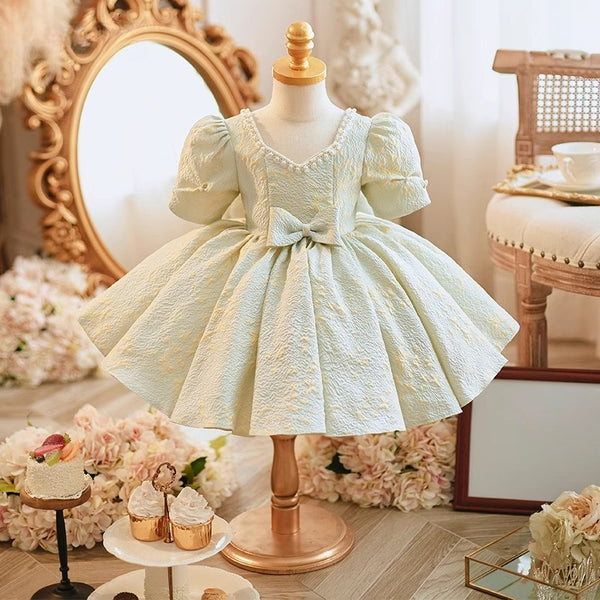 Girls Birthday Dress Baby Communion Dress Flower Girl Green Princess Dress