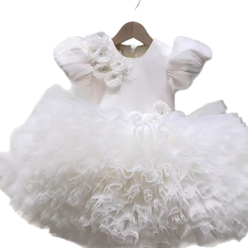 Baby Birthday White Dress Girl Communion Princess Dress