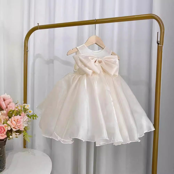Elegant Baby Girls Bow Mesh Pageant Dresses Toddler Birthday Costume Princess Dress