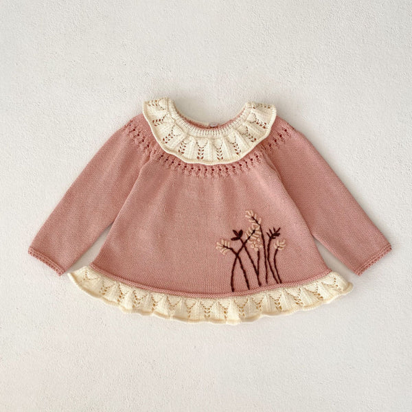 Baby Girl Ruffle Collar Knitted Two-piece Set
