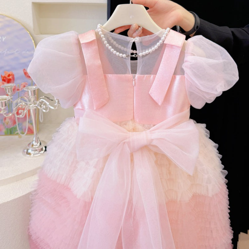Childrens Birthday Dress Girls Princess Dress Flower Girls Pink Dress