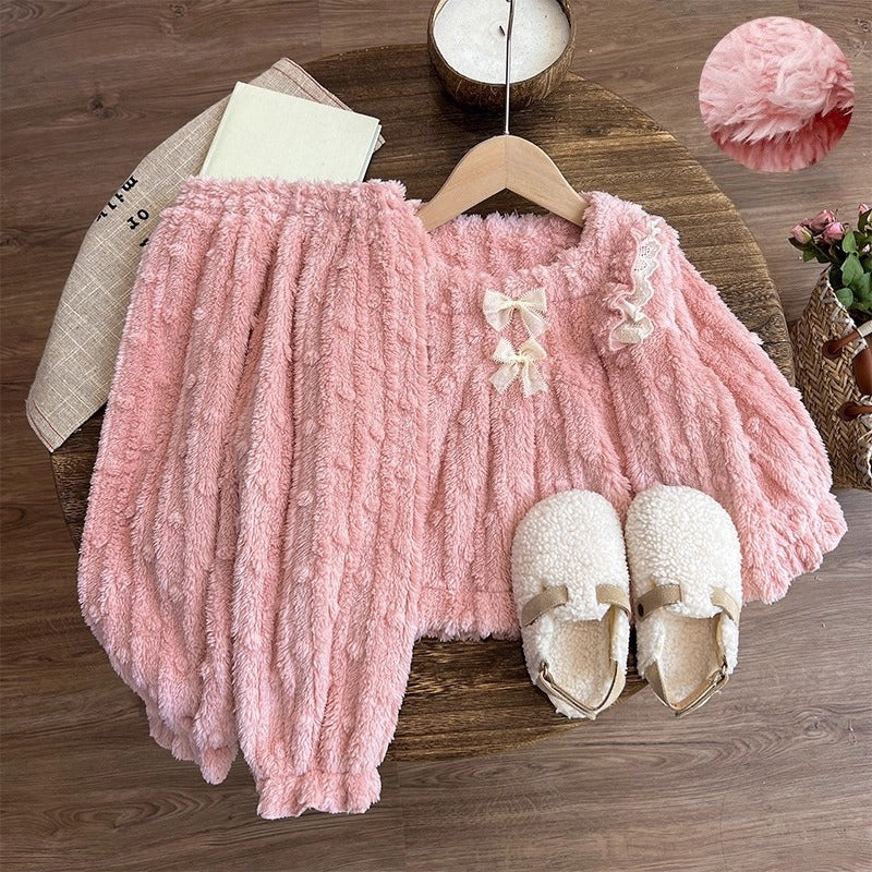 Girls' New Winter Coral Fleece Pajamas
