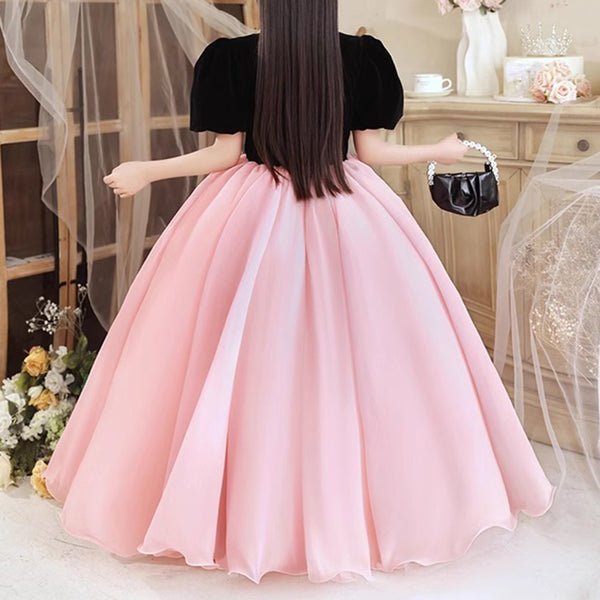 Elegant Baby Puff Sleeve Pink Tutu Toddler Girls Pageant Dresses