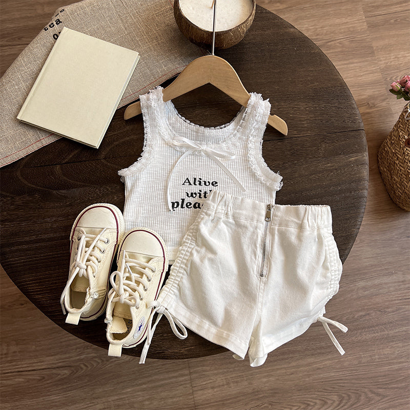 Girls Sleeveless Tops Summer Baby Girls Camisole Two-piece Set
