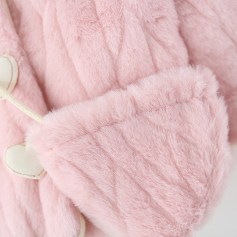 Girls' Winter Round Neck Warm Heart-shaped Coat