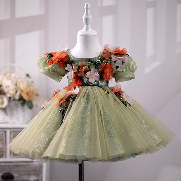Cute Flower Girl Dress Toddler Ball Gowns Pageant Birthday Party Dress