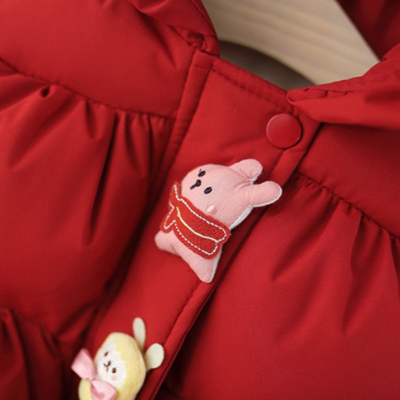 Girls' Winter Cartoon Hooded Cotton-padded Coat