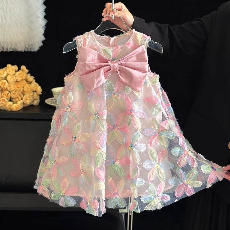vacation birthday dresses Girls Floral Dress Girl Flower Girl Dresses BABY-PINK 20 Of Supermodel Naomi 8 Years (140cm) 130 Size:18W-20W