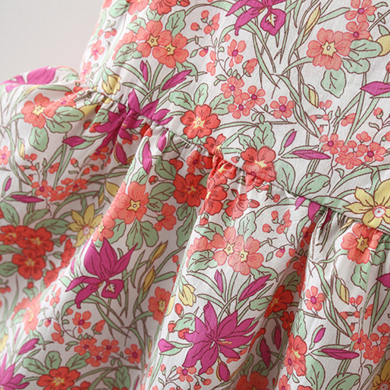 Summer New Girls Floral Suspender Shorts Two-piece Suit