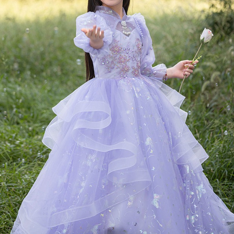 Girls' Ball Dress Children's Purple Birthday Dress Flower Girl Dress