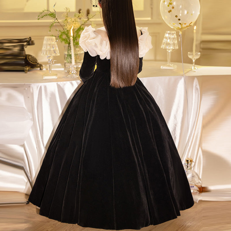 Children's Party Black Dress Girls Long Sleeve Birthday Princess Dress marryshe Children's Party Black Dress Girls Long Sleeve Birthday Princess Dress marryshe
