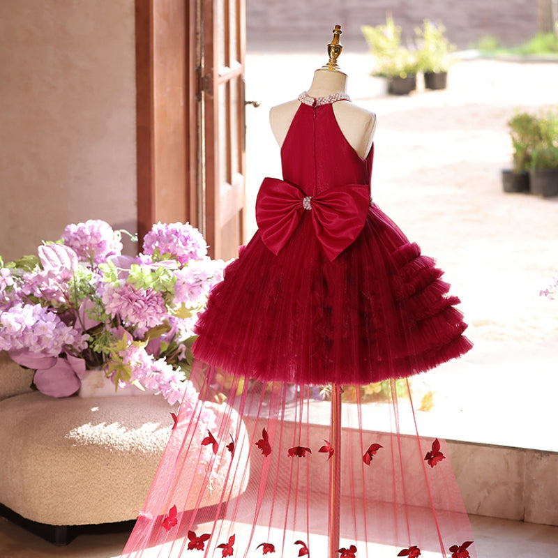 Girls Birthday Dress Children's Red Party Dress Flower Girl Princess Dress